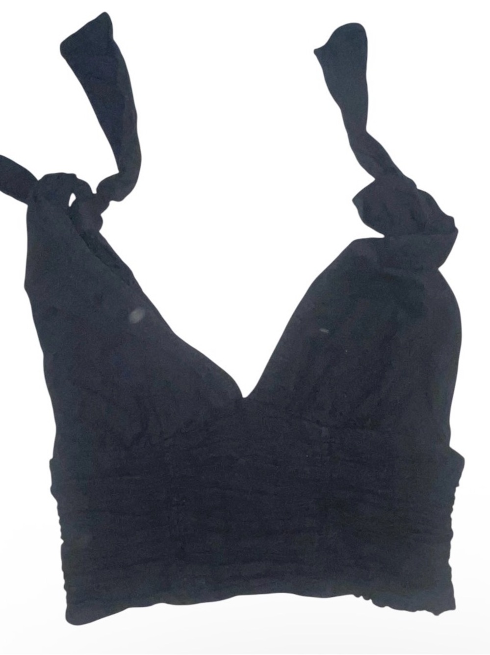 Free People Black-tea party  lace Tie-Shoulder Crop Top